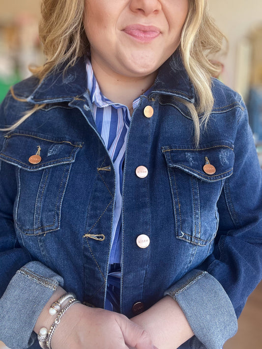 Plus-Size Risen Jeans Denim Jacket