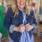 Plus-Size Risen Jeans Denim Jacket