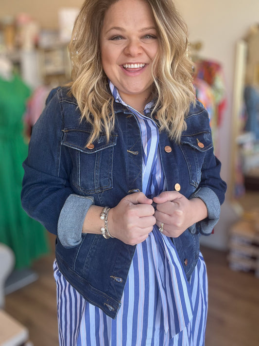 Plus-Size Risen Jeans Denim Jacket