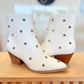 Metal Star Studded White Booties