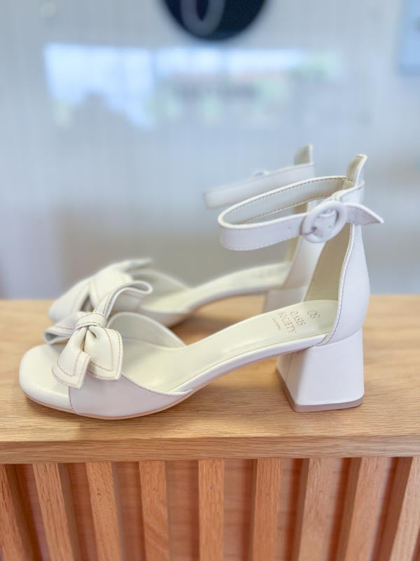 Sweet White Low Heel with Bow - FINAL SALE