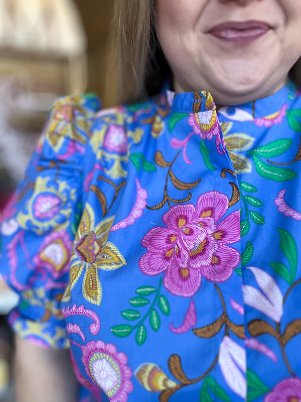 RESTOCKED! "Bahama Mama" Plus-Size Periwinkle Botanical Top