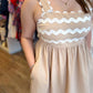 "Beige Babe" Natural Ric Rac Mini Dress