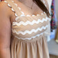 "Beige Babe" Natural Ric Rac Mini Dress