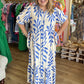 "Blue Moon & Jasmine" Curvy Blue Floral Midi Dress