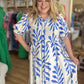 "Blue Moon & Jasmine" Curvy Blue Floral Midi Dress