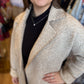 "Business Cozy" Ivory & Tan Plush Striped Cardigan Coat