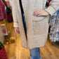 "Business Cozy" Ivory & Tan Plush Striped Cardigan Coat