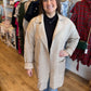 "Business Cozy" Ivory & Tan Plush Striped Cardigan Coat