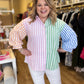 RESTOCKED! "Colors of Spring" Curvy Multicolor Stripe Button Blouse