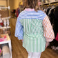 RESTOCKED! "Colors of Spring" Curvy Multicolor Stripe Button Blouse