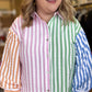 RESTOCKED! "Colors of Spring" Curvy Multicolor Stripe Button Blouse