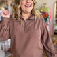 "Cozy CoCo" Curvy Mocha Long Sleeve Half-Zip Top