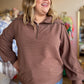 "Cozy CoCo" Curvy Mocha Long Sleeve Half-Zip Top