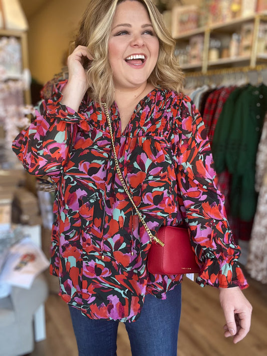 "Darling Details" Floral Blouse