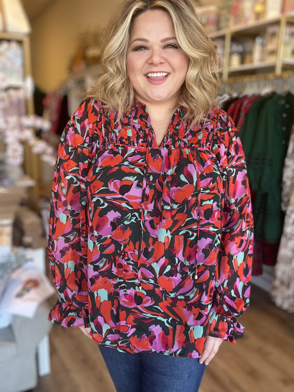 "Darling Details" Floral Blouse