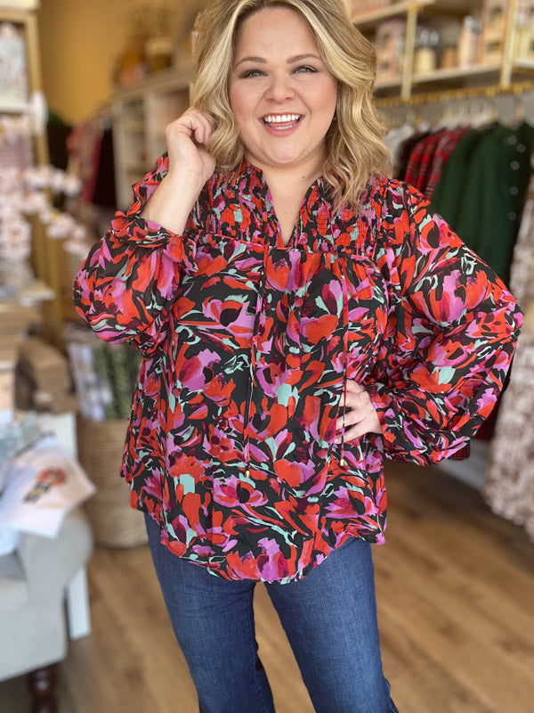 "Darling Details" Floral Blouse