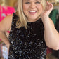 "Party Like it’s 2025" Curvy Sequin Tie Back Black Dress