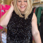 "Party Like it’s 2025" Curvy Sequin Tie Back Black Dress