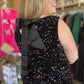 "Party Like it’s 2025" Curvy Sequin Tie Back Black Dress