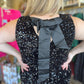 "Party Like it’s 2025" Curvy Sequin Tie Back Black Dress
