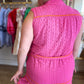 "Elegant Eyelet" Pink and Orange Button Detail Dress