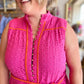 "Elegant Eyelet" Pink and Orange Button Detail Dress