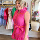 "Elegant Eyelet" Pink and Orange Button Detail Dress