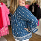 "Embroidered Beauty" Curvy Denim Blue Top