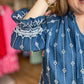 "Embroidered Beauty" Curvy Denim Blue Top