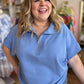 "Everyday America" Curvy Periwinkle Half-Zip Top