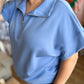 "Everyday America" Curvy Periwinkle Half-Zip Top