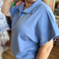 "Everyday America" Curvy Periwinkle Half-Zip Top