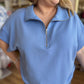 "Everyday America" Curvy Periwinkle Half-Zip Top