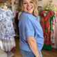 "Everyday America" Curvy Periwinkle Half-Zip Top