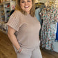 "Feels Like Fall" Plus-Size Camel Checkered Pants Set