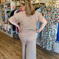 "Feels Like Fall" Plus-Size Camel Checkered Pants Set
