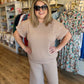 "Feels Like Fall" Plus-Size Camel Checkered Pants Set