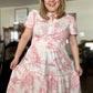 "Gone Grandmillennial' Curvy Coral Toile Landscape Maxi Dress