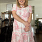 "Gone Grandmillennial' Curvy Coral Toile Landscape Maxi Dress
