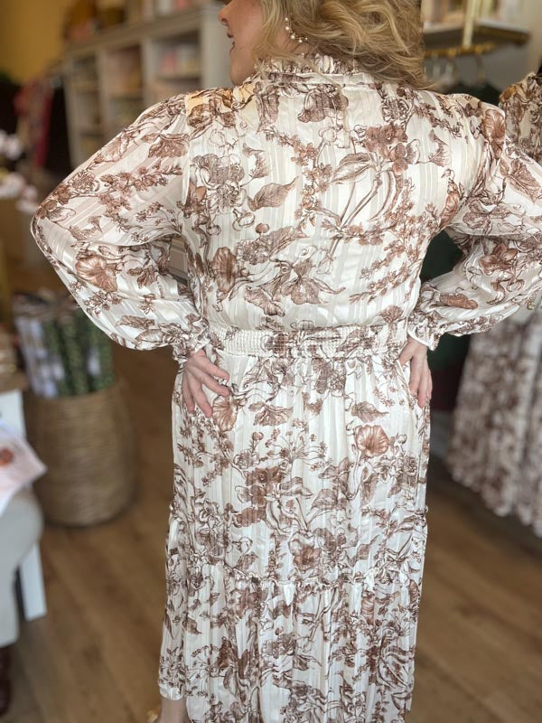 "Happy Harvest" Copper Floral Maxi Dress
