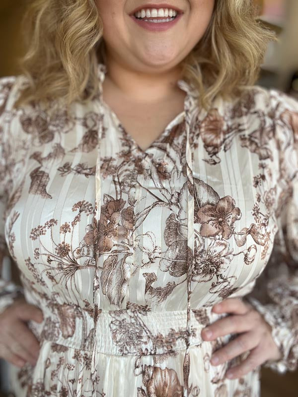 "Happy Harvest" Copper Floral Maxi Dress