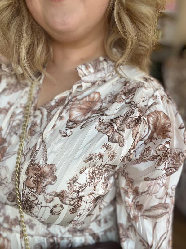 "Happy Harvest" Copper Floral Maxi Dress