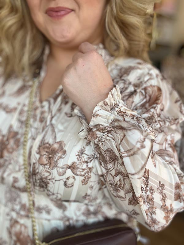 "Happy Harvest" Copper Floral Maxi Dress