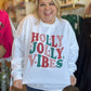 "Holly Jolly Vibes" Plus-Size Multicolor Christmas Sweatshirt - FINAL SALE