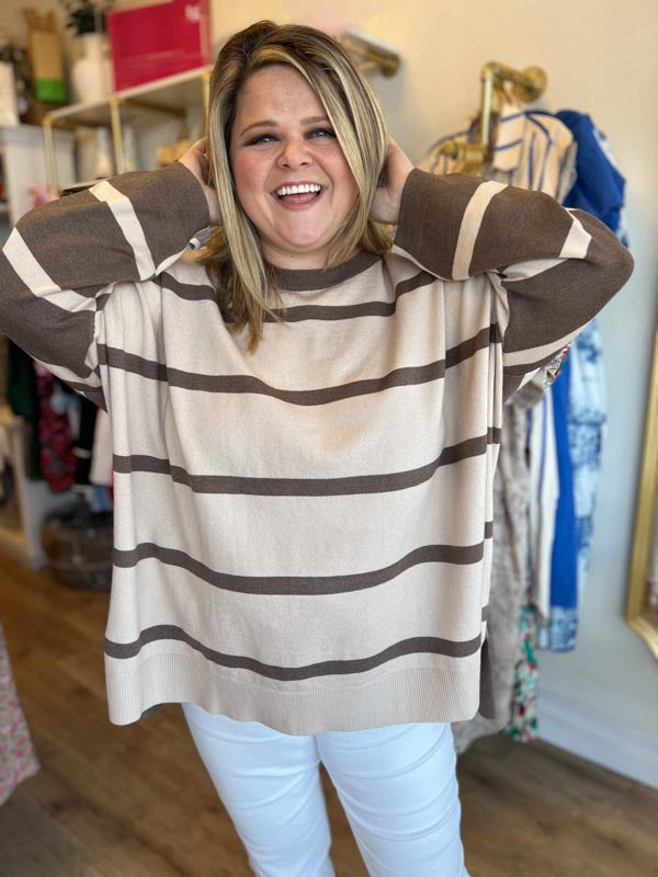 "I'll Have the Tiramisu" Mocha Stripe Sweater