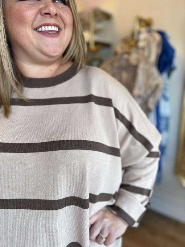 "I'll Have the Tiramisu" Mocha Stripe Sweater