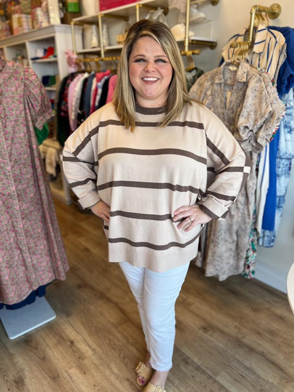 "I'll Have the Tiramisu" Mocha Stripe Sweater
