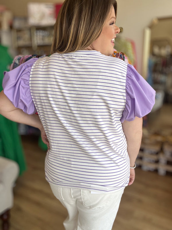 "Lavender Honey" Plus-Size Stripe Top