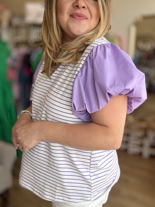 "Lavender Honey" Plus-Size Stripe Top